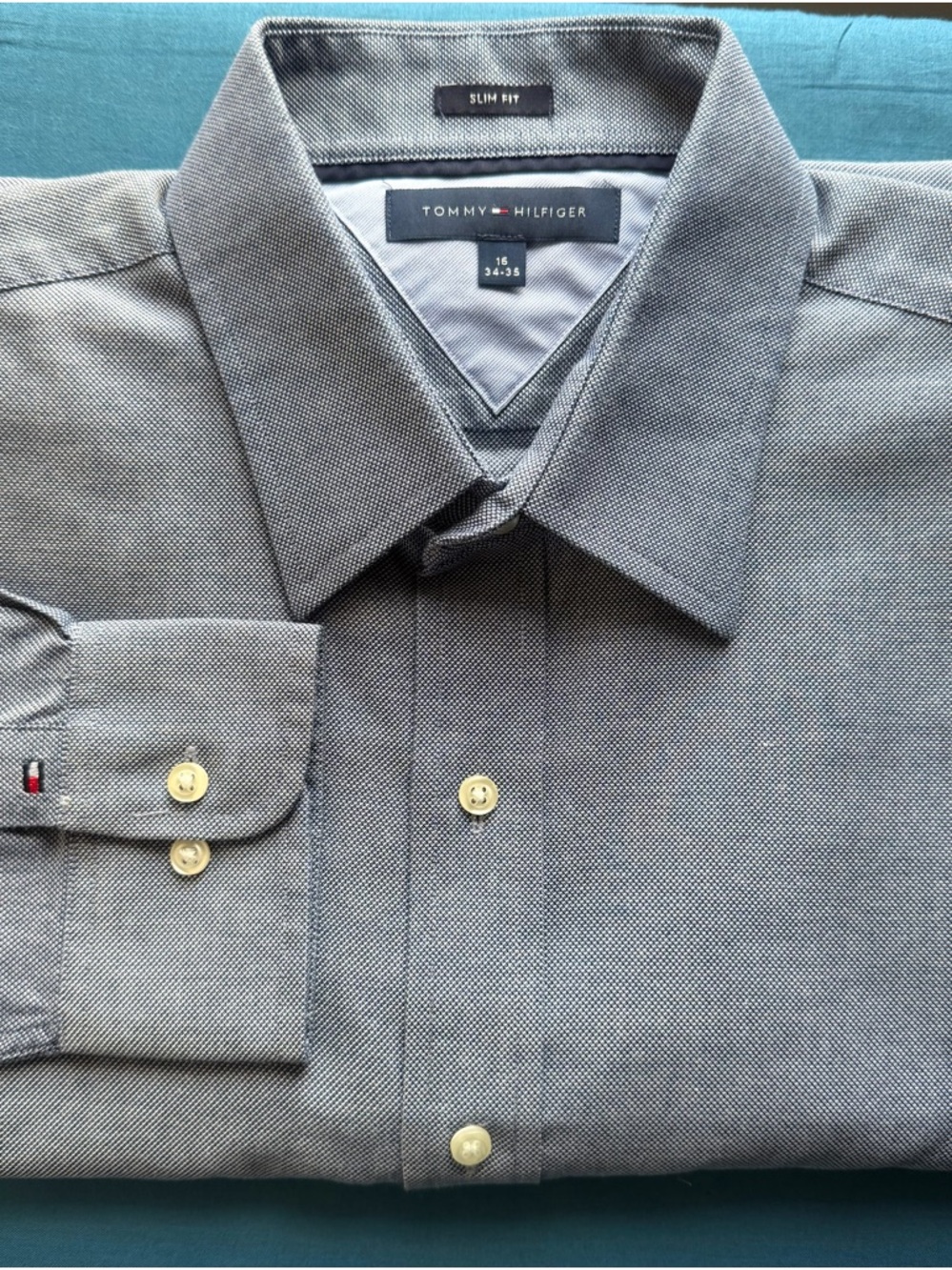 Tommy Hilfiger Men's Gray Slim Fit Dress Shirt